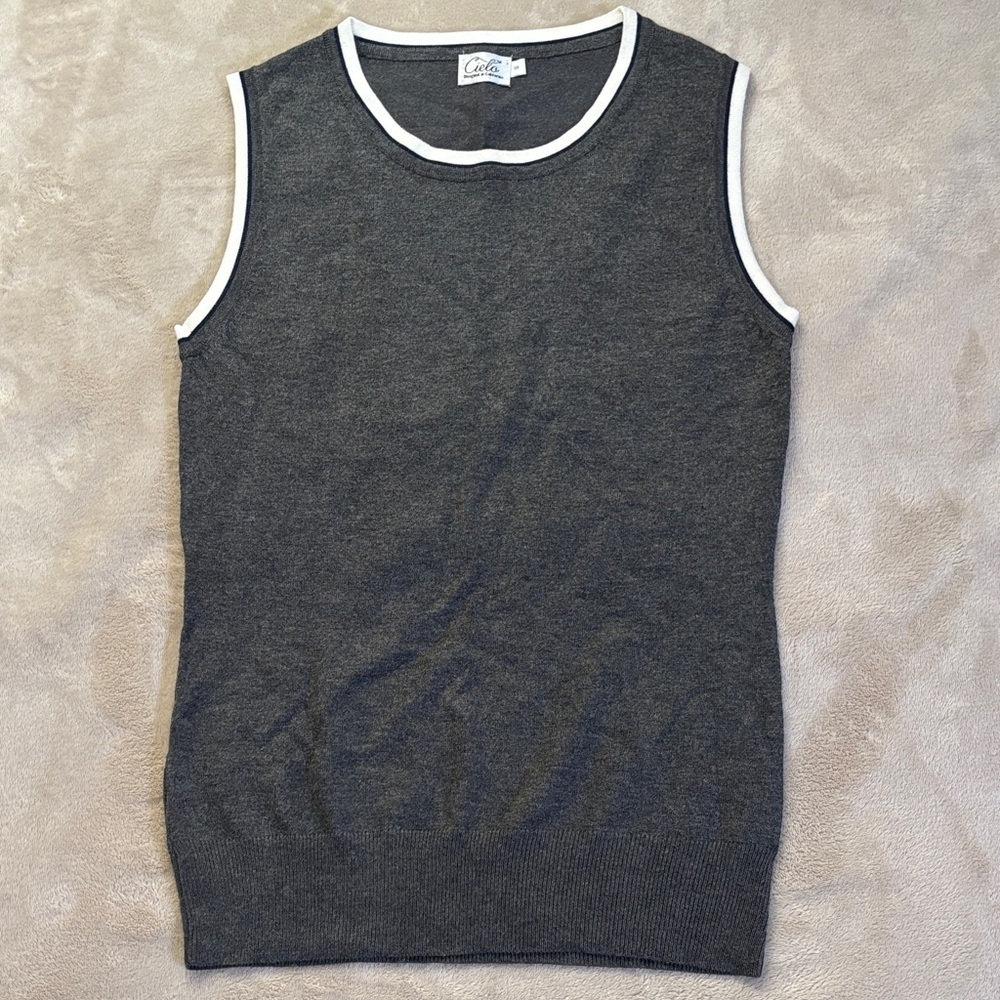 Cielo Charcoal Sleeveless Crewneck Sweater Vest